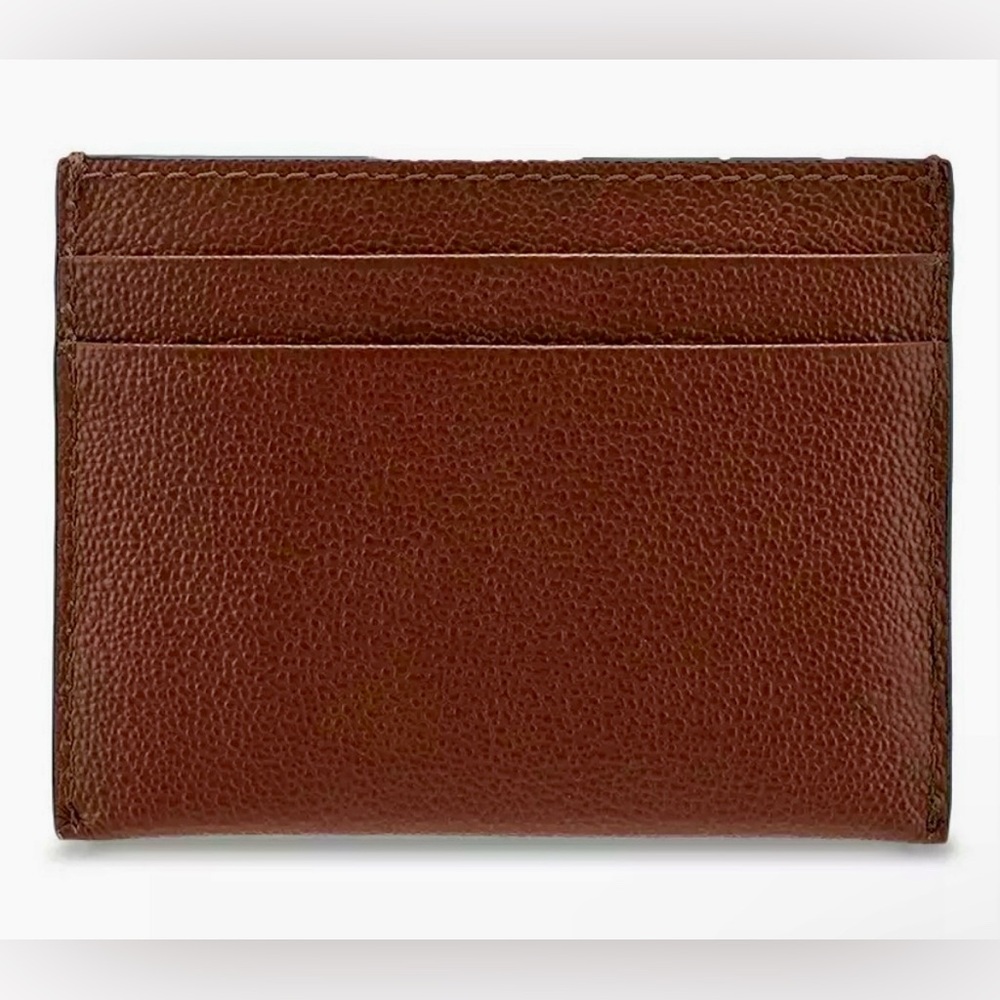 NWT Burberry Sandon Logo Brown Embossed Smooth Leather Card Case Wallet Dust Bag - Picture 6 of 8